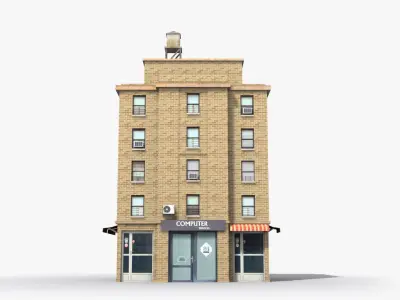 Apartment Building x4 Low-poly 3D model