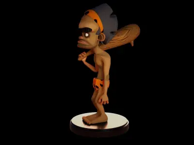 Cartoon Caveman Low-poly 3D model
