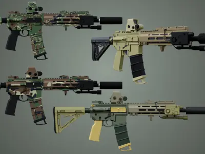 Assault Rifle HK416 A5 Low-poly 3D model