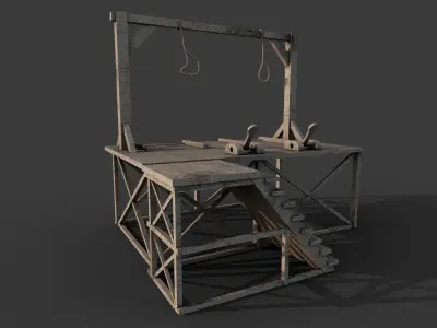 Gallows wooden platform Low-poly 3D model