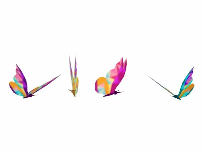  Cartoon Butterfly Collection -LOW POLY Low-poly 3D model