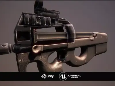 P90 gun Low-poly 3D model