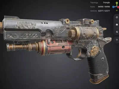 Steampunk Pistol 3D model