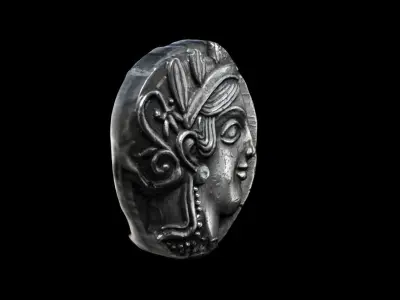 Tetradrachm Athena and owl replica 4th century BCE 3D print model