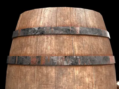 old Wooden Barrel Free low-poly 3D model