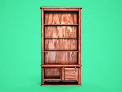 Rigged Bookshelf Low-poly 3D model