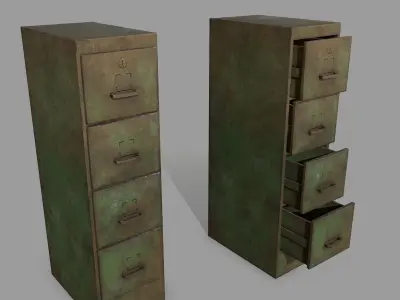 Cabinet metal box Low-poly 3D model