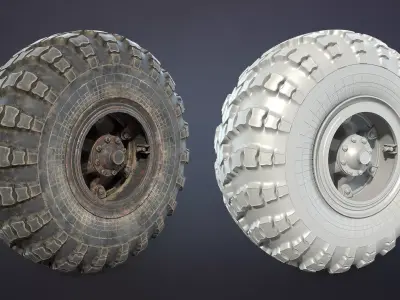 Truck Wheel 01 Kraz-255 Low-poly 3D model
