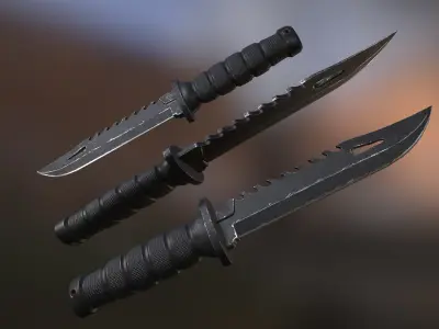 Combat knife Low-poly 3D model