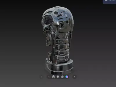Biomechanical Skull Endoskeleton Mecha Head Sculpture STL V2 3D print model