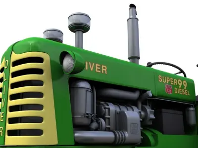 Oliver Super 99 Tractor 1954 3D model