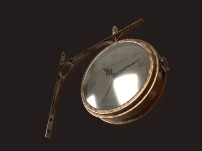 Antique Railway Station Clock Low-poly 3D model