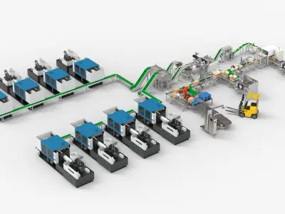 Automatic Plastic Parts Production Line 3D model