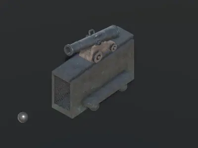Cannon on a Platform Low-poly 3D model