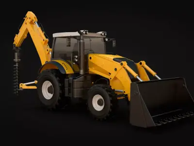 Backhoe Earth Auger 3D model