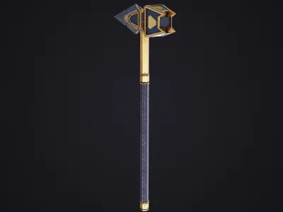 Battle Hammer 04 PBR Unity UE V-Ray Textures Included Low-poly 3D model