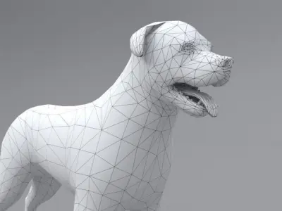 Rottweiler dog Low-poly 3D model