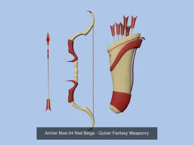 08 Archer Bow Set - Quiver Fantasy Weaponry 3D Model Pack