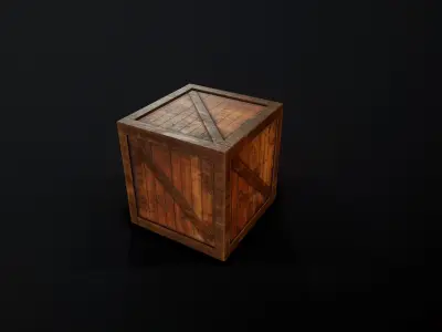 Wood box Mobile PBR Low-poly 3D model