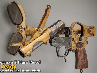 WW2 German Z Flare Pistol Game-Ready Low-poly 3D model