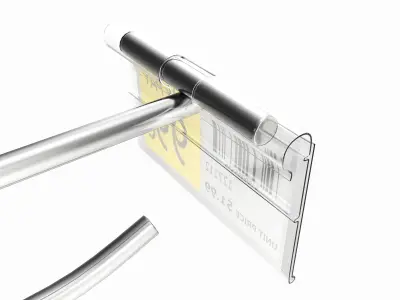 Store Pegboard Flip-up Scanner Hook with Label 3D model