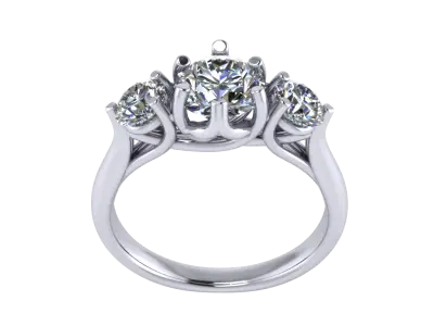 Ring  Solitaire 3 Stones 3D print model