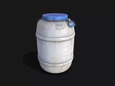 White plastic Barrel Low-poly 3D model