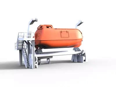 Type B lifeboat with davit 3D print model