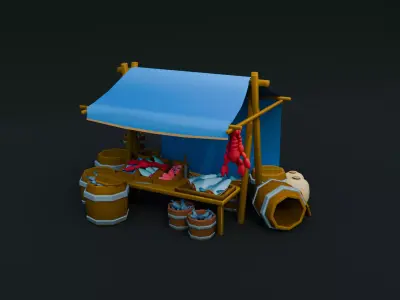 Medieval Markets Pack DEMO Free low-poly 3D model