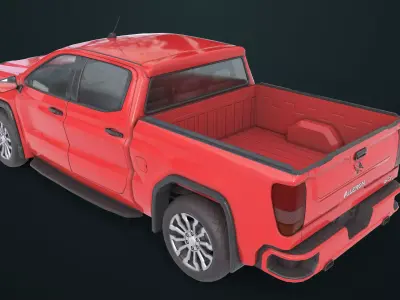 Generic Pickup Truck 02 Red All PBR Unity UE Textures Low-poly 3D model
