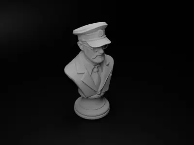 Train Engineer Bust Chess 3D print model shop