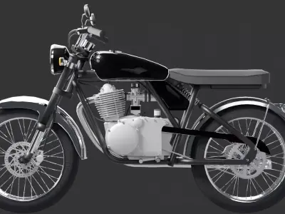 Classic Retro Motorcycle 3D Model     PBR Blender FBX OBJ GLB 3D model