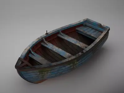 Old wooden boat 3D model purchase