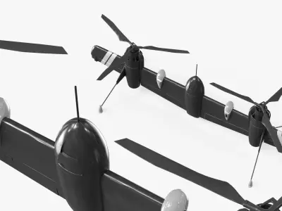  Prototype UAV Rotor Wing Technology Black Rigged for Maya 