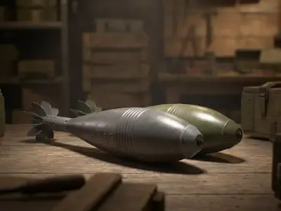 Mortar bomb 120mm Low-poly 3D model