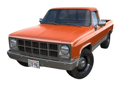 1980s generic industrial pickup Low-poly 3D model