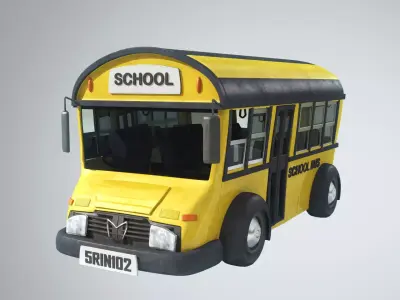 Cute Cartoon School Bus 3D model