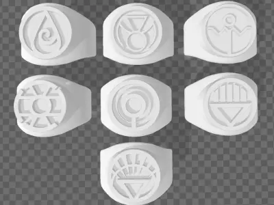 Lantern Corps Rings Free 3D print model