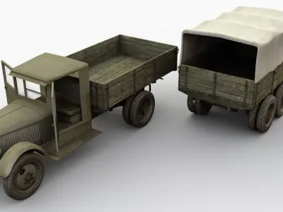 ZIS-5 truck Low-poly 3D model