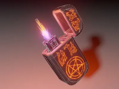 Lighter with pentagram Low-poly 3D model