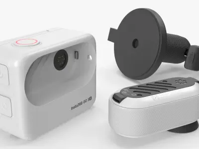 Insta360 Action Camera with Flip Screen on Stand 3D model