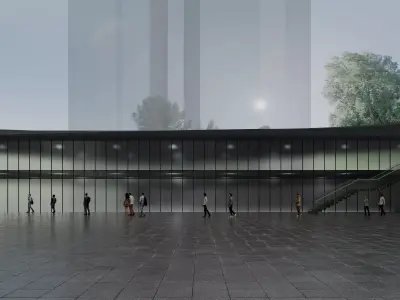 Modern Glass Facade Shopping Mall Entrance Building Exterior  3D model