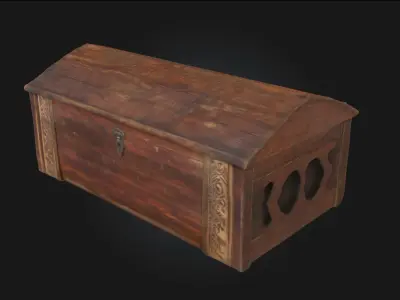 Antique Wooden Chest Vintage Storage Model 3D model