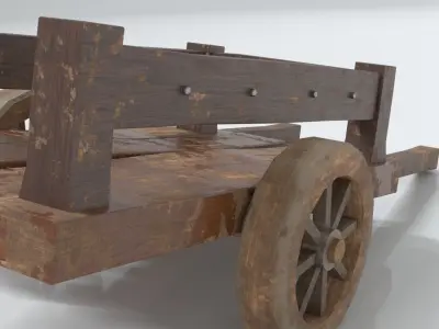Old Wood Wagon Low-poly 3D model