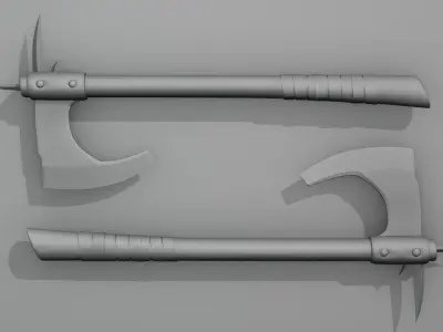 Medieval Axe Low-poly 3D model 7