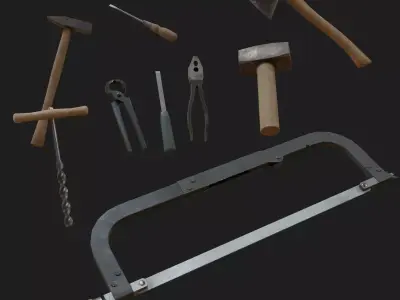 Old tools Low-poly 3D model