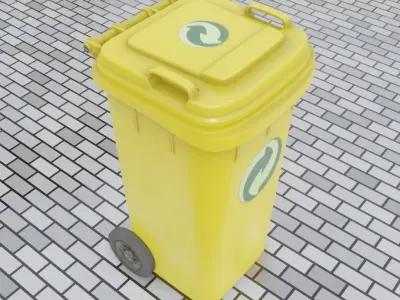 Yellow Bin 120L Low-Poly-Version Rigged Low-poly 3D model