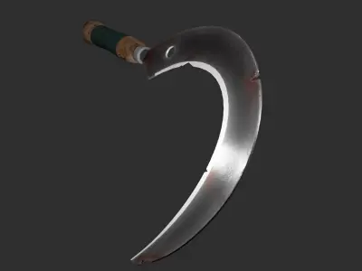 Sickle sword with long handle Low-poly 3D model