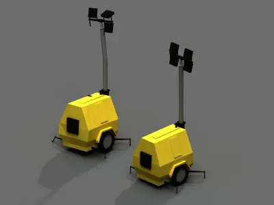 Post Apocalyptic Light Generator Low-poly 3D model