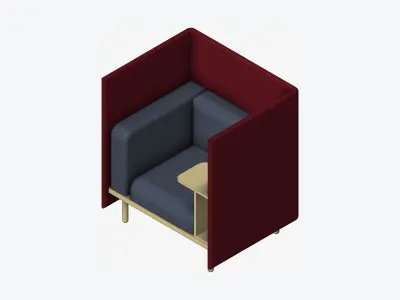 Sofa - Contemporary - Flame - Chair Work Shelf - Right Low-poly 3D model